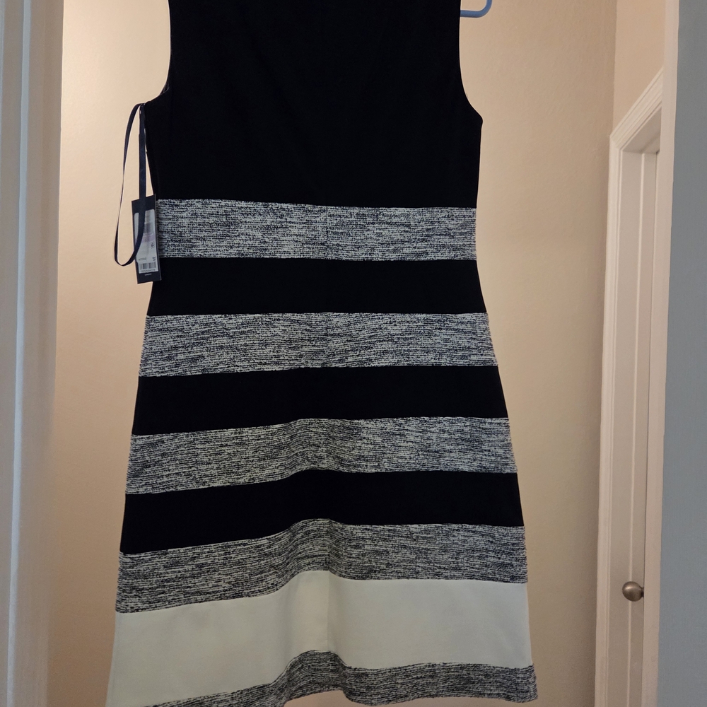 Tommy Bahama Black and Gray Striped Mini Dress - Picture 2 of 3